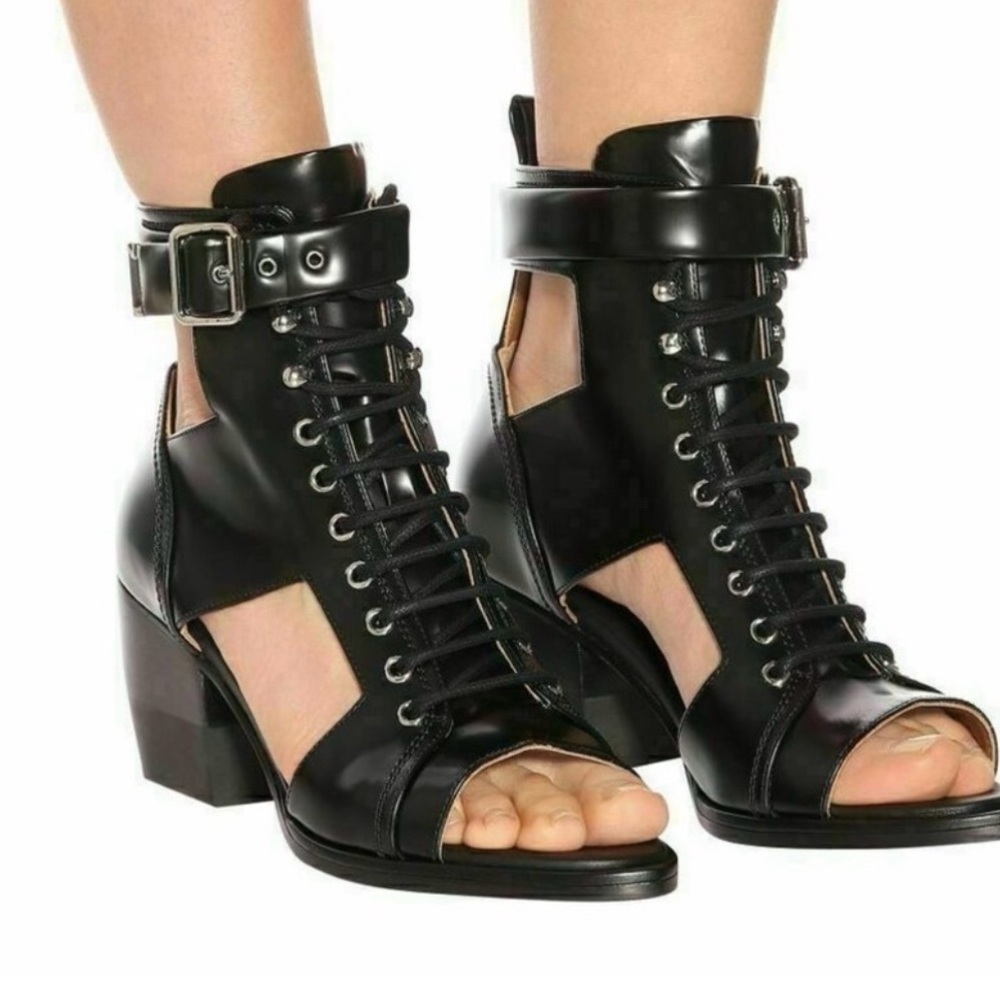 Chloe Black Lace-Up Ankle Boots